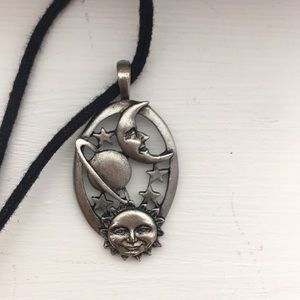 Sun, moon, Saturn adjustable necklace